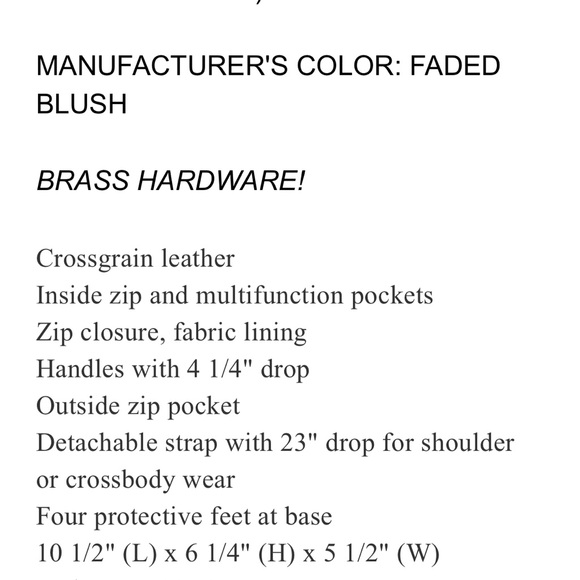 NWTO Coach authentic 79946 faded blush cross grain leather Rowan satchel - Picture 7 of 11